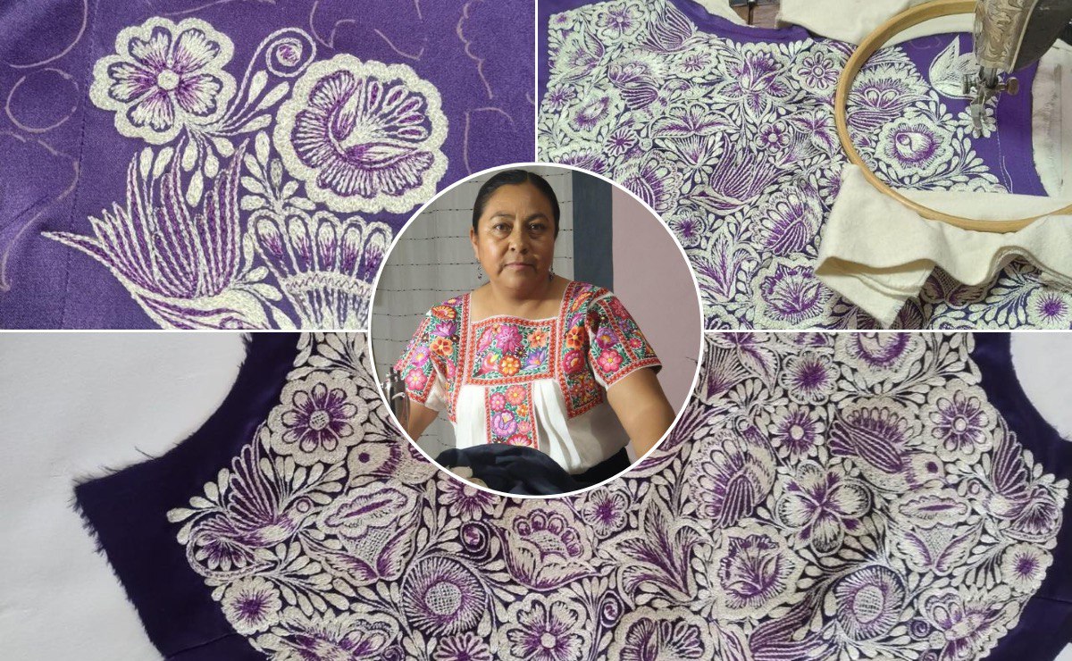 Vicky Arce, como se le conoce, ha hecho bordados para la marca de Carolina Herrera | Foto: Casa de las Artesanías de Tlaxcala/Especial