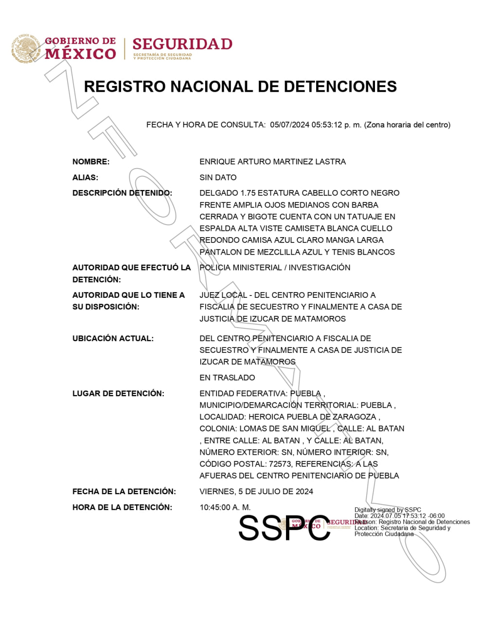 Detención de Enrique Arturo N. / Foto RND