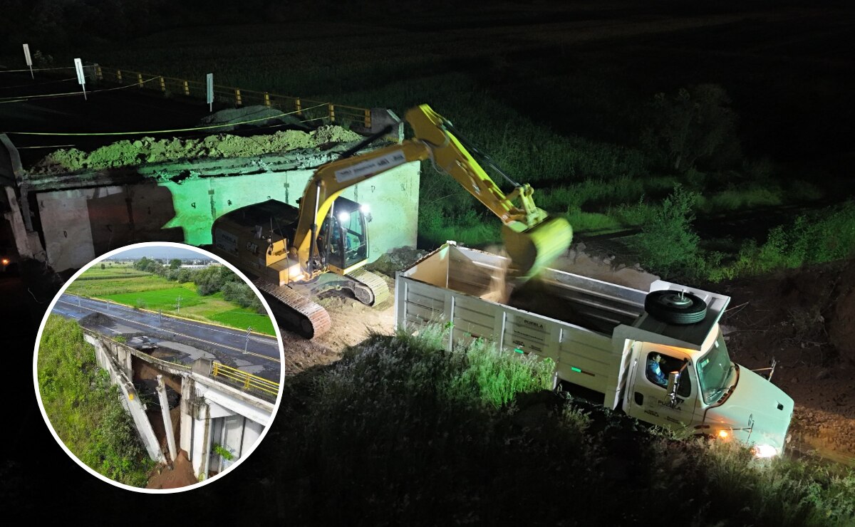 Trabaja Secretaría de Infraestructura en turnos diurnos y nocturnos para reconstrucción en socavón | Foto: Gobierno del Estado.