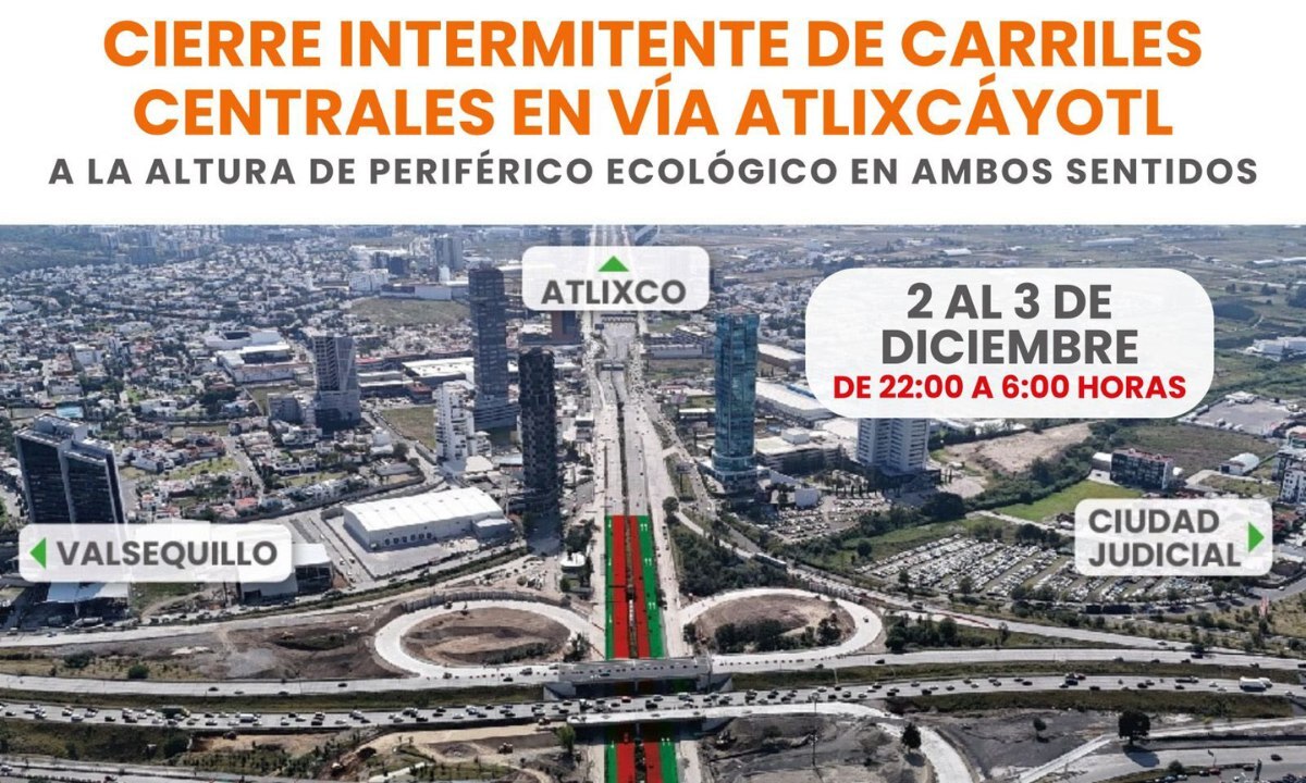 El cierre intermitente está programado para realizarse desde las 22:00 horas del lunes 2 de diciembre / Foto: Redes Sociales