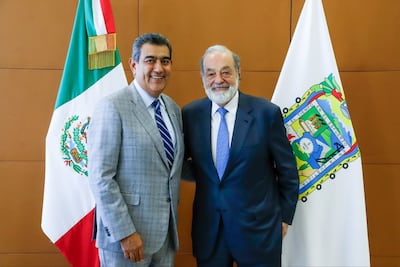 Carlos Slim impulsará inversiones en el Centro Histórico de Puebla: Sergio Salomón