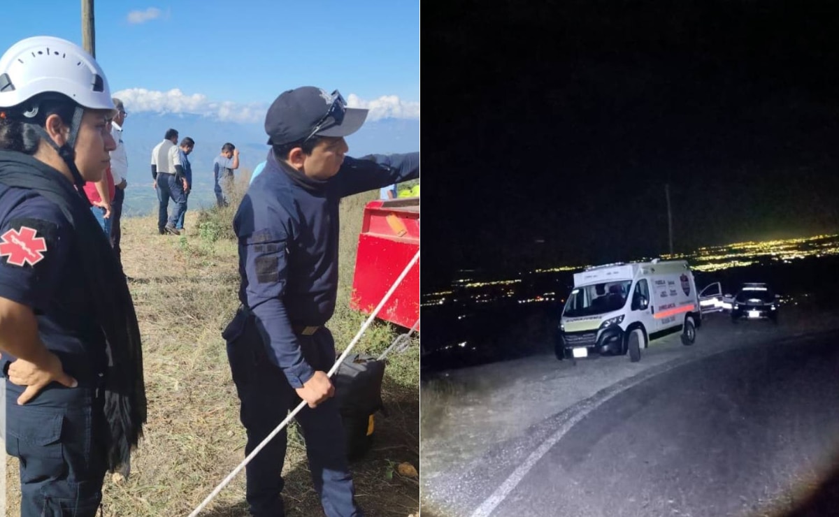 Taxi cae a barranco de 300 metros en Coxcatlán; hay 2 personas muertas y 3 heridos