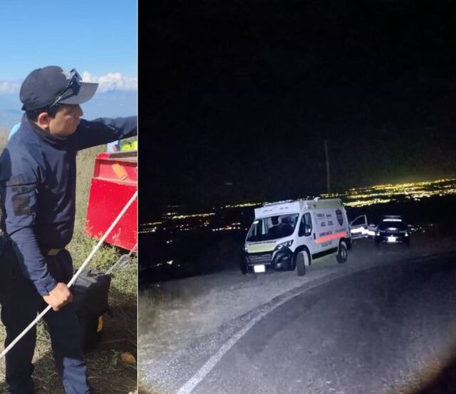 Taxi cae a barranco de 300 metros en Coxcatlán; hay 2 personas muertas y 3 heridos