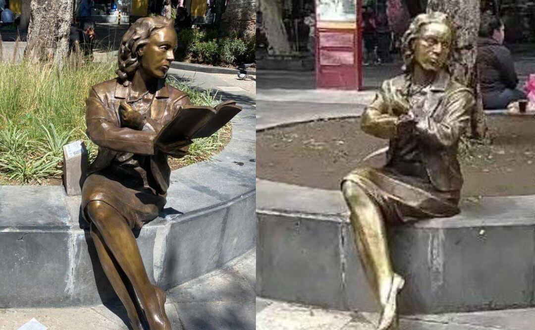 Robaron el libro de bronce de la escultura de Elena Garro | Redes sociales