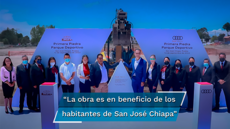 Audi México coloca la primera piedra del Parque Deportivo en San José Chiapa