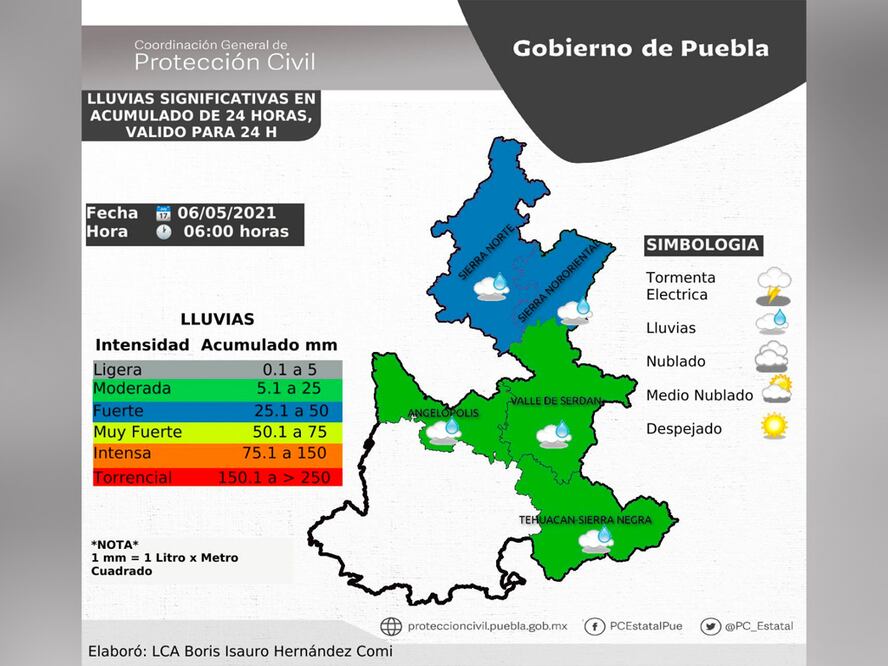 Foto: Protección Civil del estado de Puebla