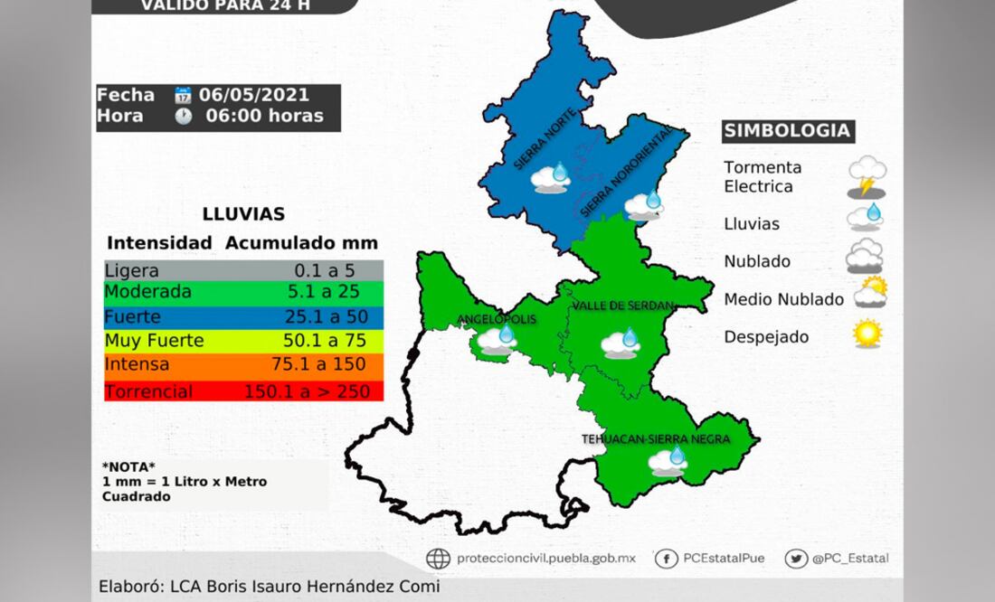 Foto: Protección Civil del estado de Puebla