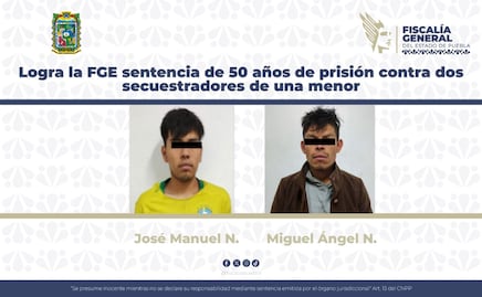 Logra la FGE sentencia de 50 años de prisión contra dos secuestradores de una menor