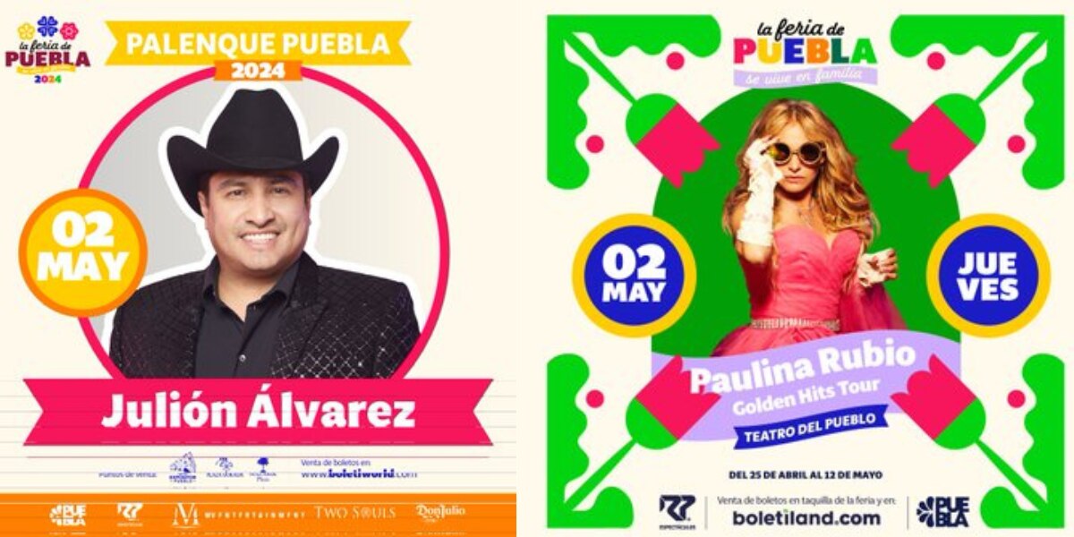 Paulina Rubio y Julión Álvarez en la Feria de Puebla/ Foto Redes Sociales