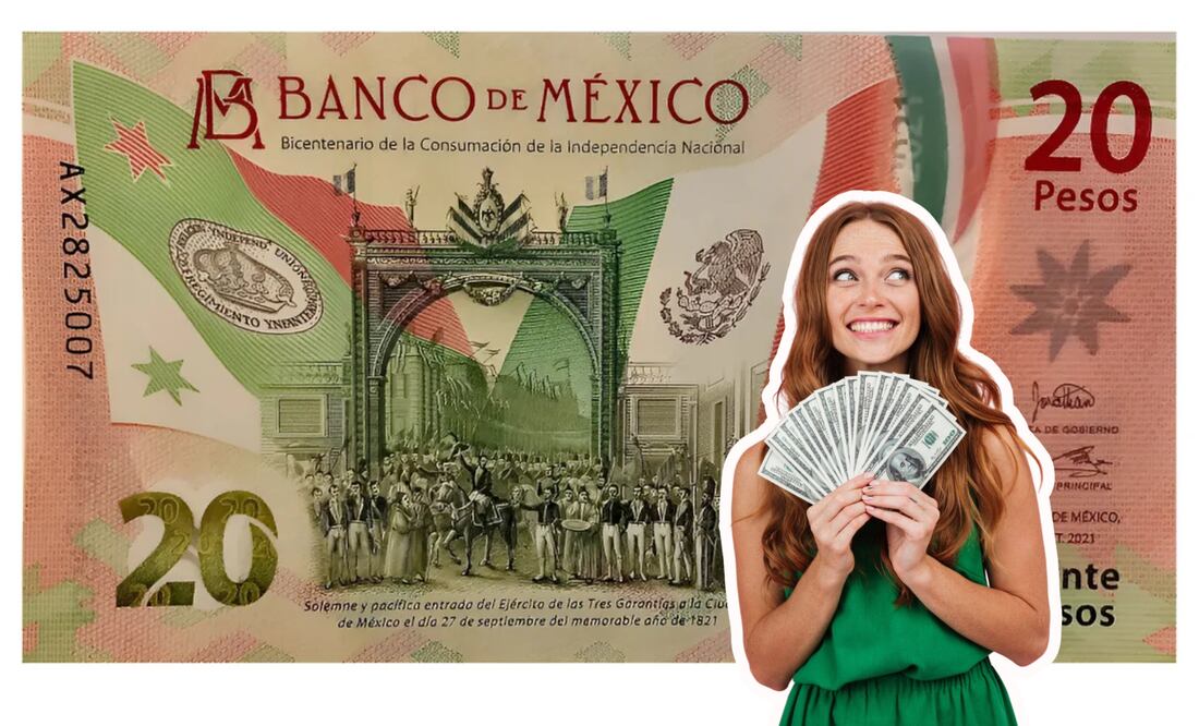 Un billete de 20 pesos se oferta en mucho dinero | Foto: Mercado Libre / Freepik