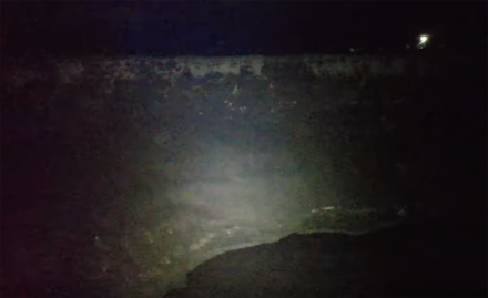 Así se ve el socavón en Puebla de noche