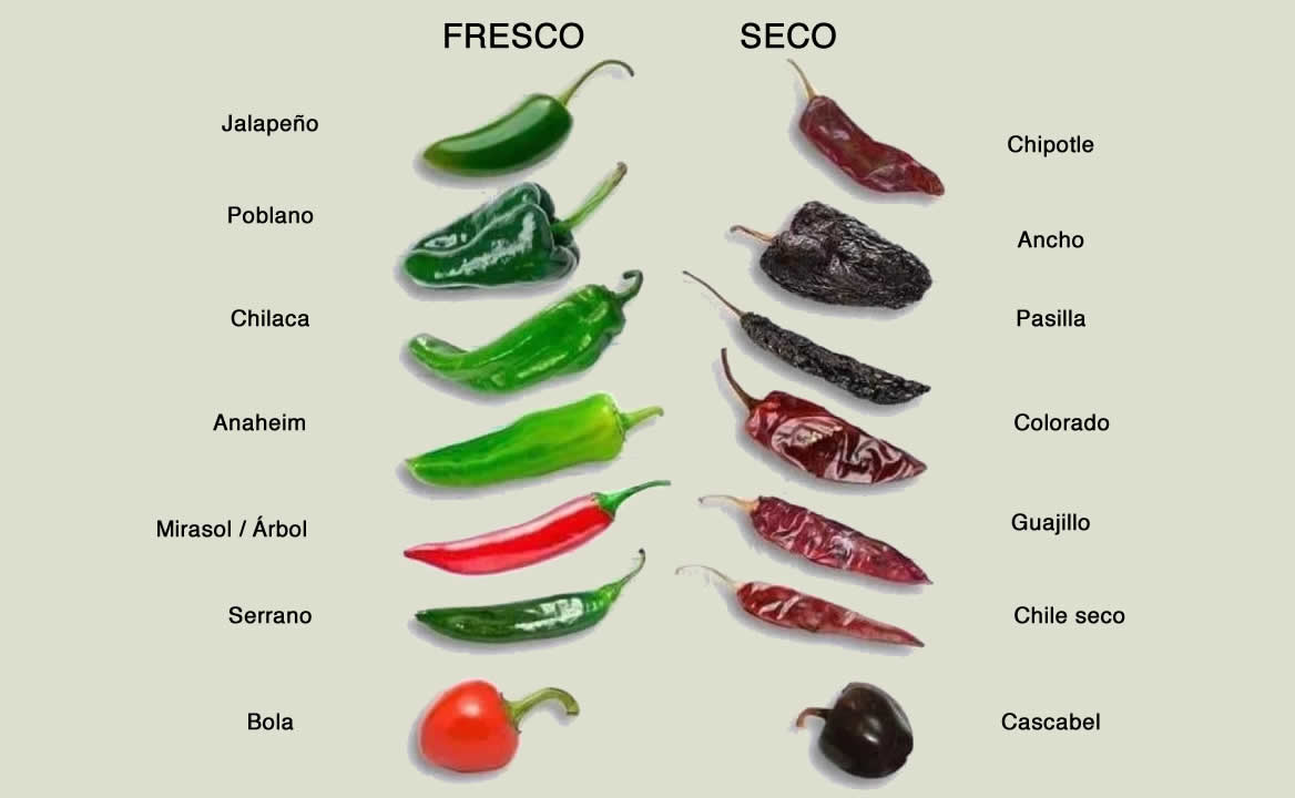 ¿Por qué los chiles cambian de nombre cuando se secan?