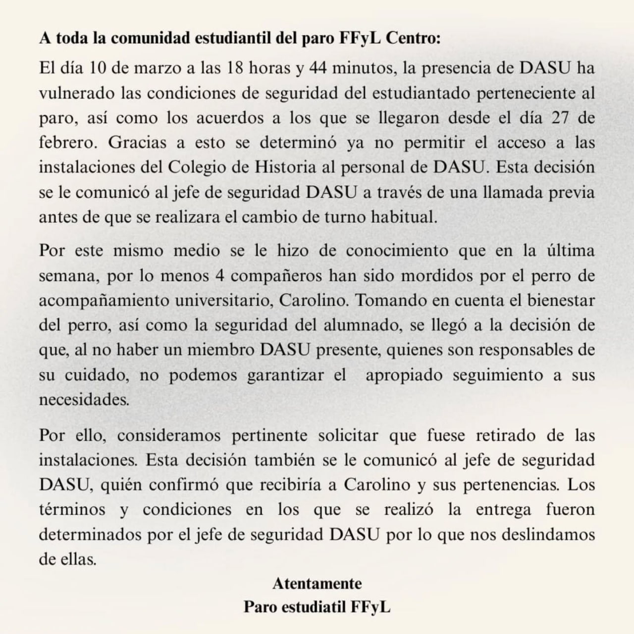 Foto: Paro Estudiantil Ffyl