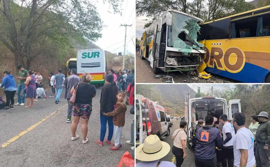 Chocan dos autobuses de frente en carretera Tlapa-Puebla, hay al menos 3 muertos