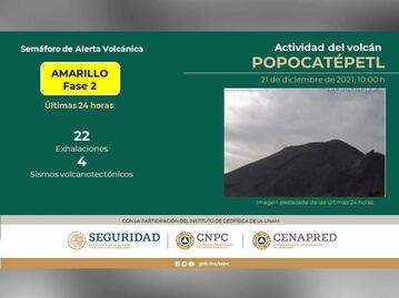 Registra volcán Popocatépetl cuatro sismos