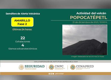 Registra volcán Popocatépetl cuatro sismos