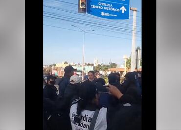 Por recortes salariales protestan guardias ciudadanos en San Pedro Cholula
