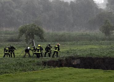 Cómo rescataron a los perritos que cayeron en el socavón de Puebla