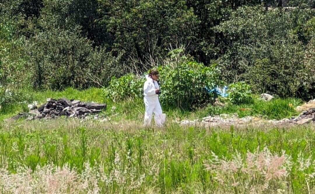 En terrenos de cultivo de la ciudad de Puebla fueron hallados restos humanos junto a un mensaje de amenaza | Foto: Agencia Es Imagen para El Universal Puebla