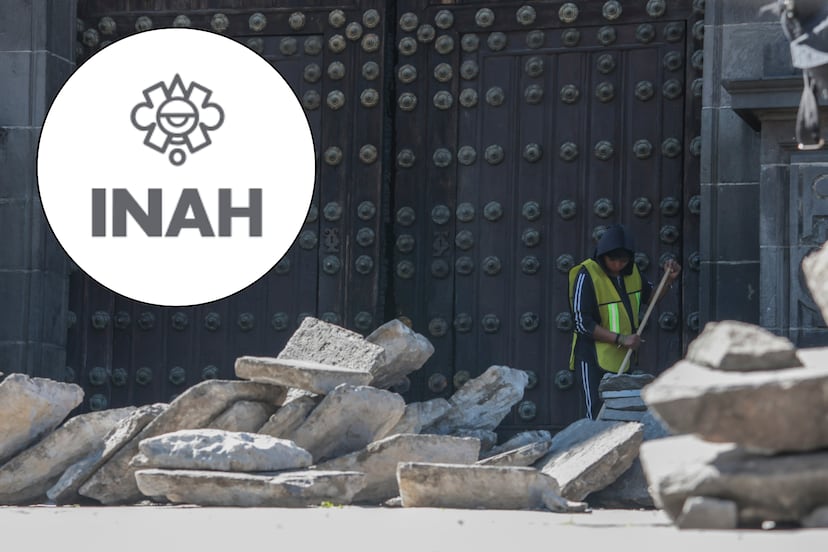 INAH evalúa daños tras incendio en la puerta de la Catedral de Puebla