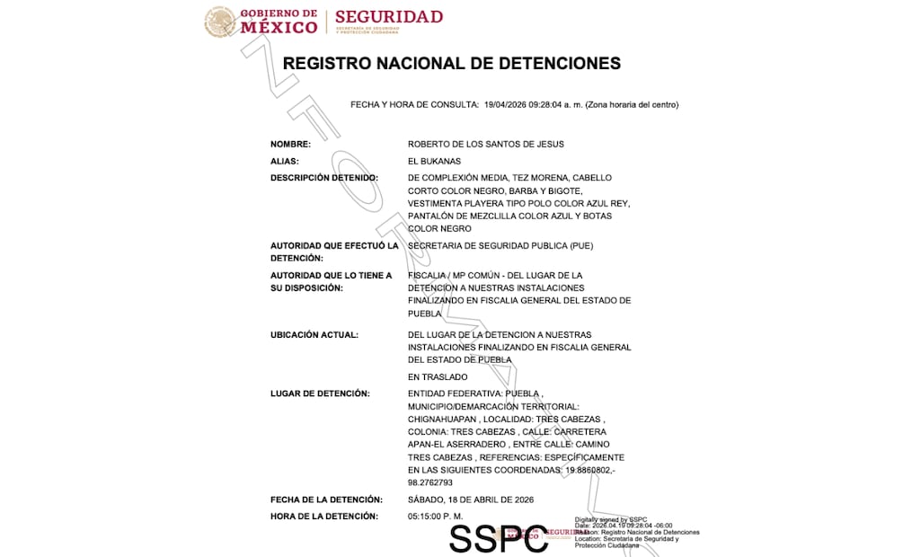 Así fue la captura de "El Bukanas" cuando iba a una boda I Foto: Registro Nacional de Detenciones