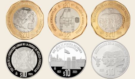 De plata y bimetálicas, estas son las nuevas monedas conmemorativas de 10 y 20 pesos 
