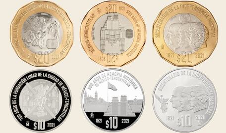 De plata y bimetálicas, estas son las nuevas monedas conmemorativas de 10 y 20 pesos 