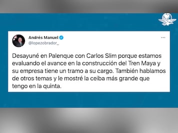 AMLO y Carlos Slim evalúan avance en la construcción del Tren Maya