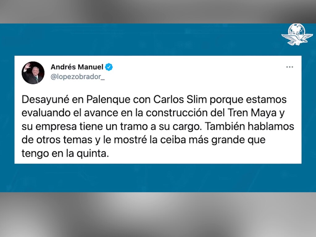 AMLO y Carlos Slim evalúan avance en la construcción del Tren Maya