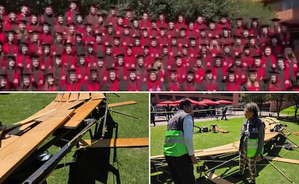 VIDEO Momento exacto en el que colapsa una grada en la Ibero CDMX, hay 23 heridos