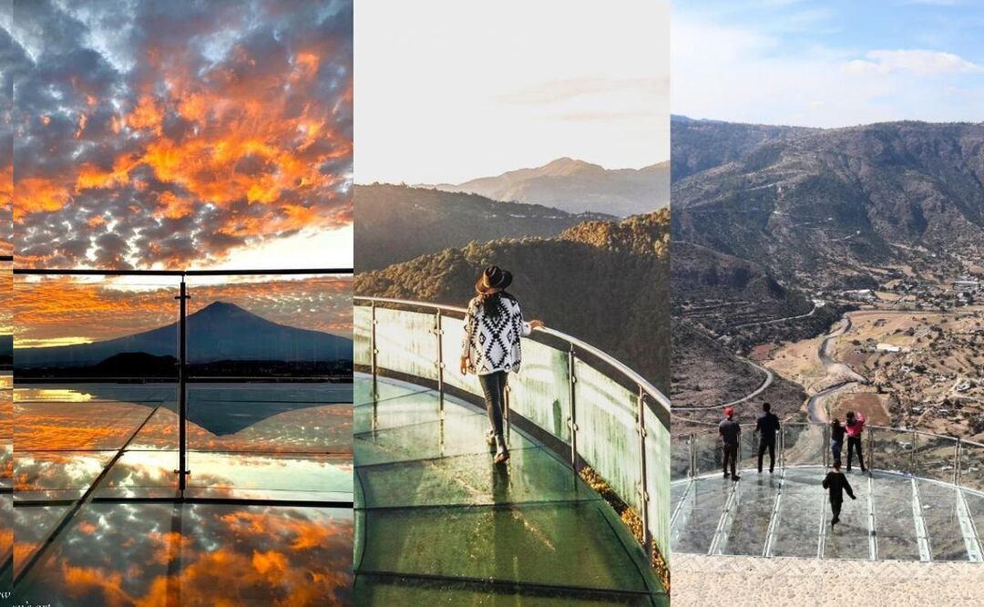 Los miradores de cristal son un gran atractivo turístico en Puebla | Foto: Instagram @atlixco_pueblomagico, @laguiadelturista y @zacatlandelasmanzanas5