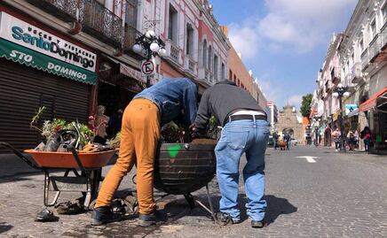 Colocan macetones para fijar el doble sentido en la “calle de los dulces”