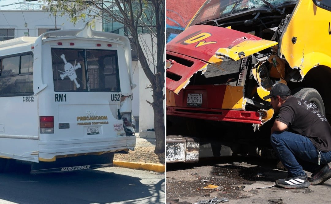 Dos unidades de transporte público protagonizaron un choque la mañana de este lunes en Puebla | Foto: EsImagen