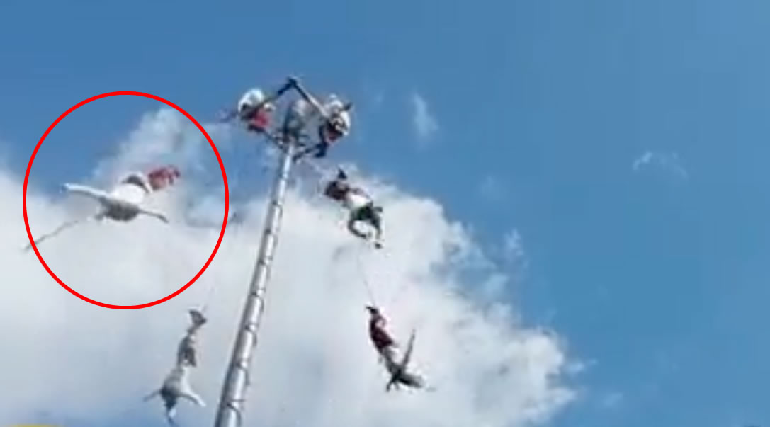 Volador de Papantla cae de 25 metros de altura tras romperse su cuerda