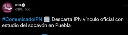 IPN se deslinda de estudio sobre socavón de Puebla