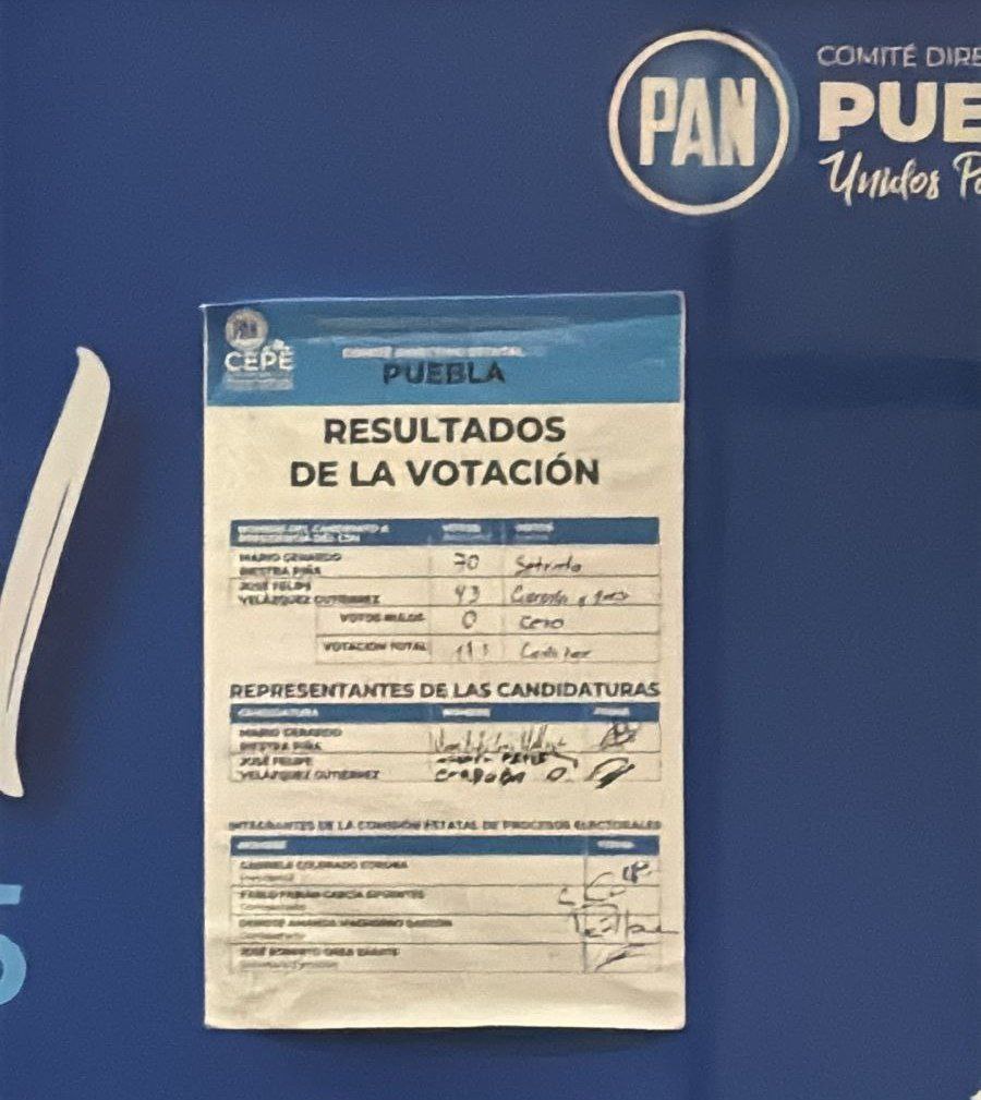 Así fue la votación del PAN Puebla / Foto: Redes sociales