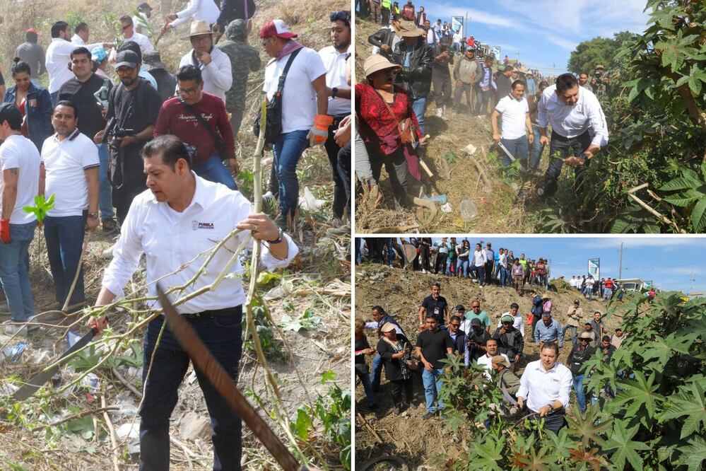 El gobernador de Puebla lideró la quinta faena comunitaria | Foto: Gobierno del Estado