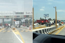 Transportistas bloquean la autopista México-Puebla a la altura de la caseta de San Marcos