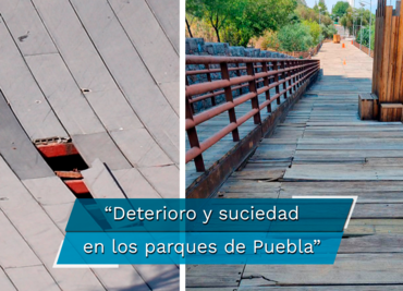 Los parques del gobierno de Puebla en total abandono