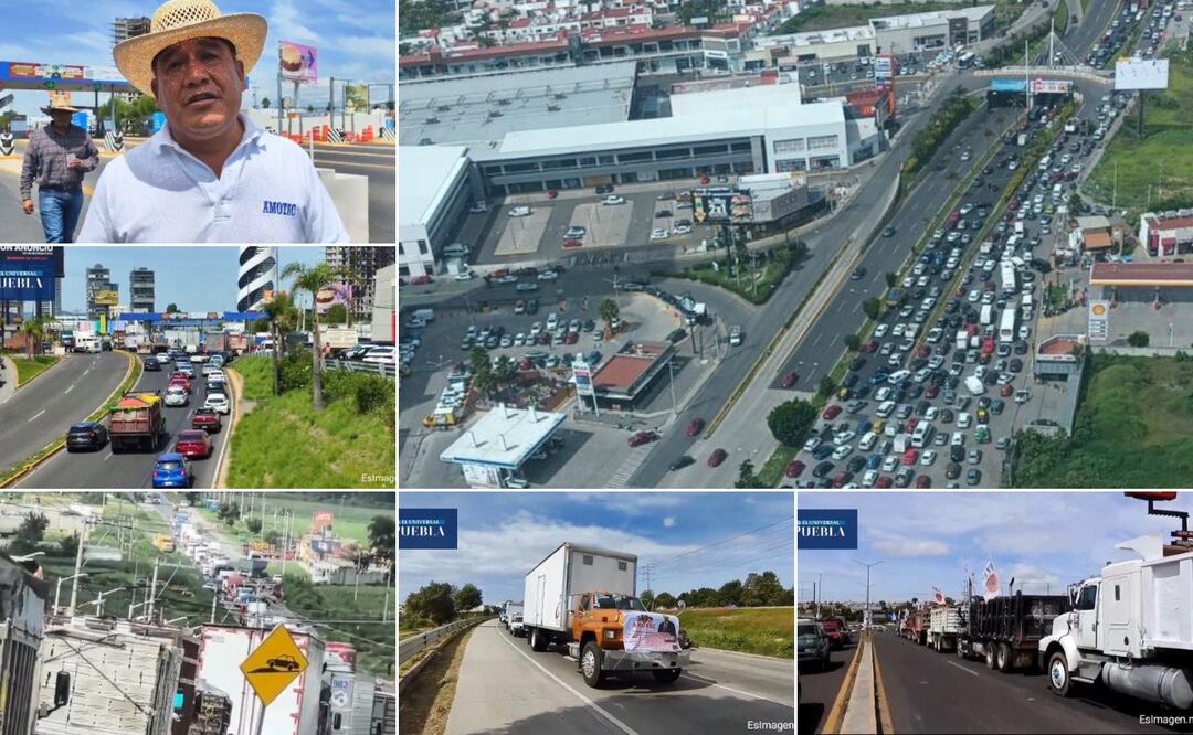 Desde las 8:00 horas de este lunes, transportistas bloquearon carreteras en Puebla | Foto: EsImagen