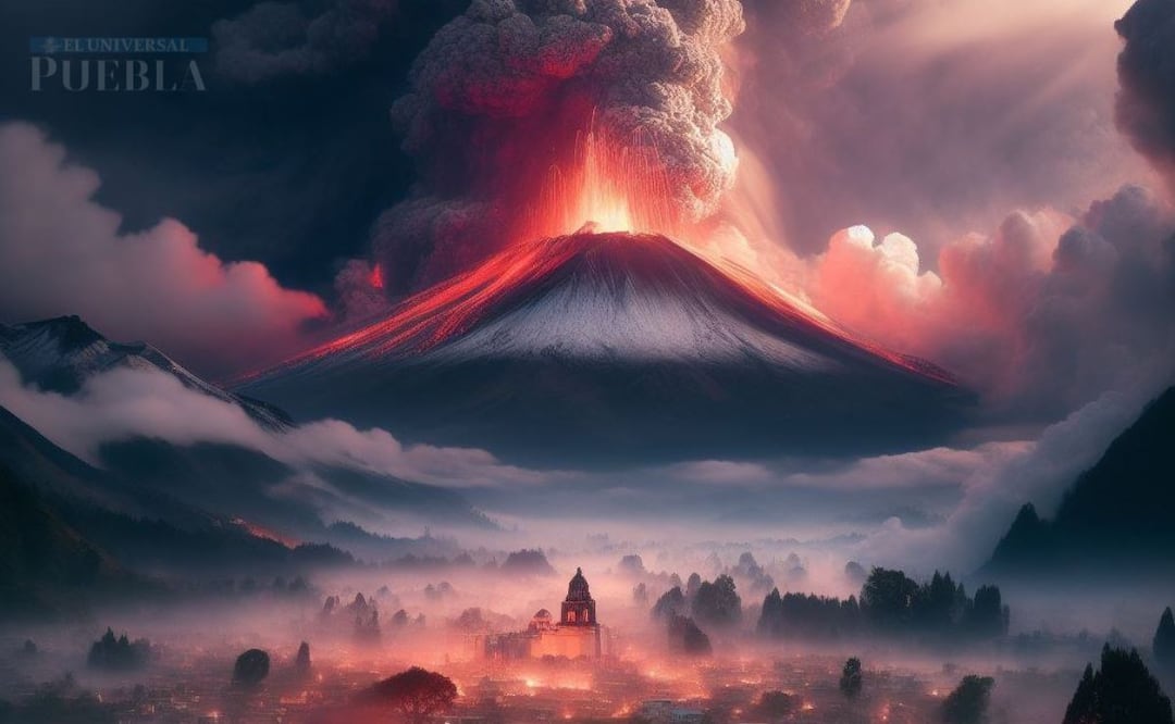 Esto pasaría en Atlixco y Cholula en caso de erupción del volcán Popocatépetl | Foto: Generada por Bing para el Universal Puebla