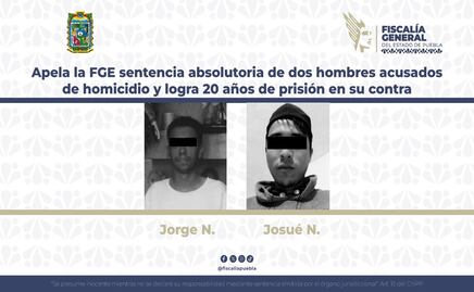 Apela la FGE sentencia absolutoria de dos hombres acusados de homicidio y logra 20 años de prisión en su contra