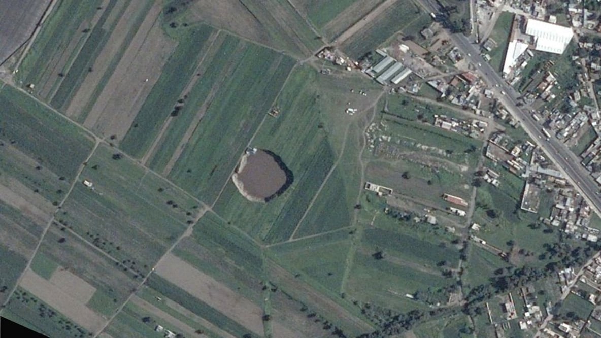 La fotografía satelital más reciente del socavón de Puebla