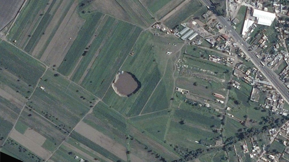 La fotografía satelital más reciente del socavón de Puebla