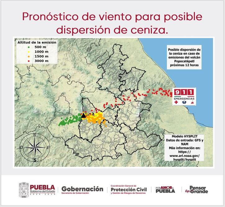 Protección Civil recomienda mantenerse informado y tomar precauciones ante la caída de ceniza