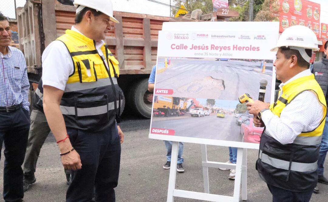 Avanza 50 por ciento pavimentación de Calle Jesús Reyes Heroles, olvidada por 20 años | Foto: Gobierno de Puebla.