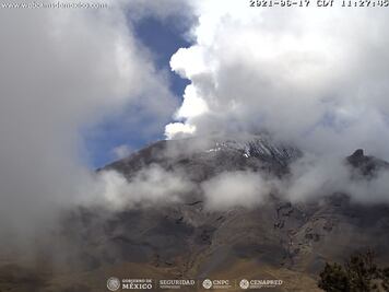 Monitoreo del volcán Popocatépetl, 19 de junio 2021