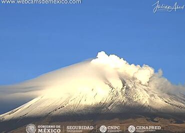 Volcán Popocatépetl amanece nevado este sábado
