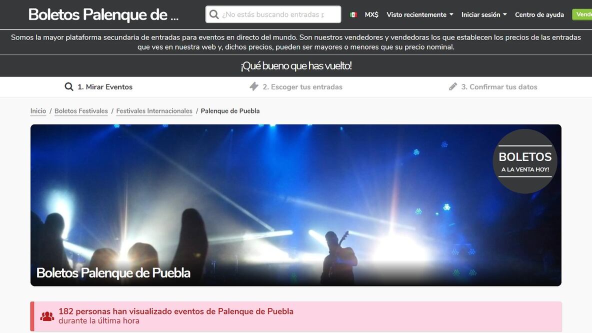 Revenden boletos en Viagogo. Foto: Captura de Pantalla