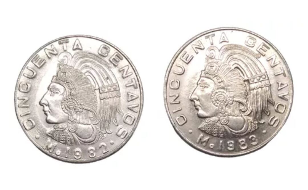 Una moneda de 50 centavos con la imagen de Cuauhtémoc esta valuada en miles de pesos | Foto: Mercado Libre